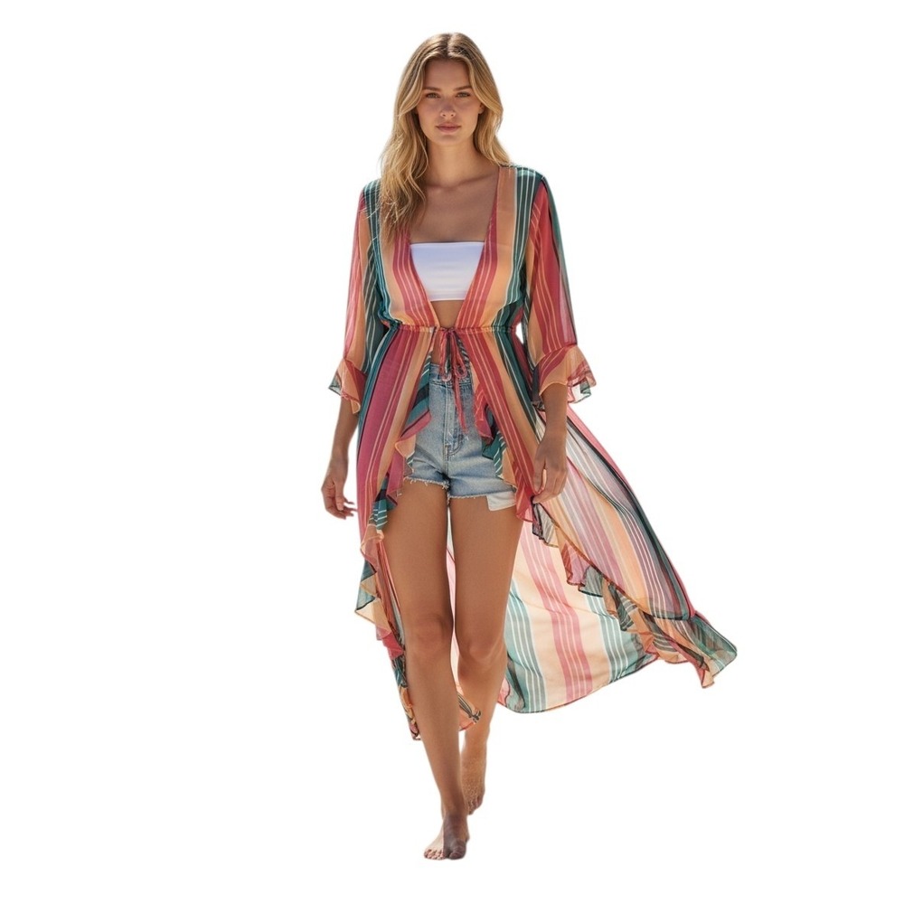 Y2k 09' Beachy Summer Resortwear Womens size Medium Boho Swimsuit Coverup Hippie